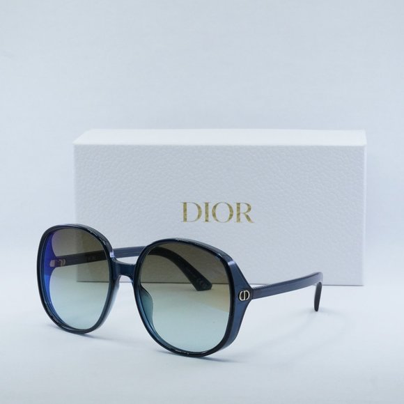 Dior DDOLL R1U 30C6 Round Sunglasses - Translucent Blue/Khaki Gradient - Picture 1 of 11